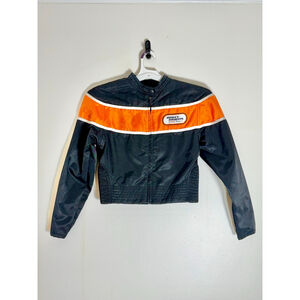 Harley Davidson Racing Jacket Black Orange VINTAGE 90s size Oversized XS Small